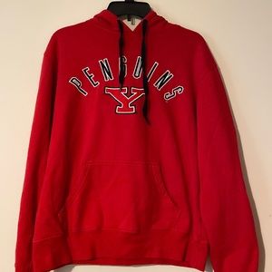 Vintage women’s YSU sweatshirt large hooded hoodie embroidered red spell out